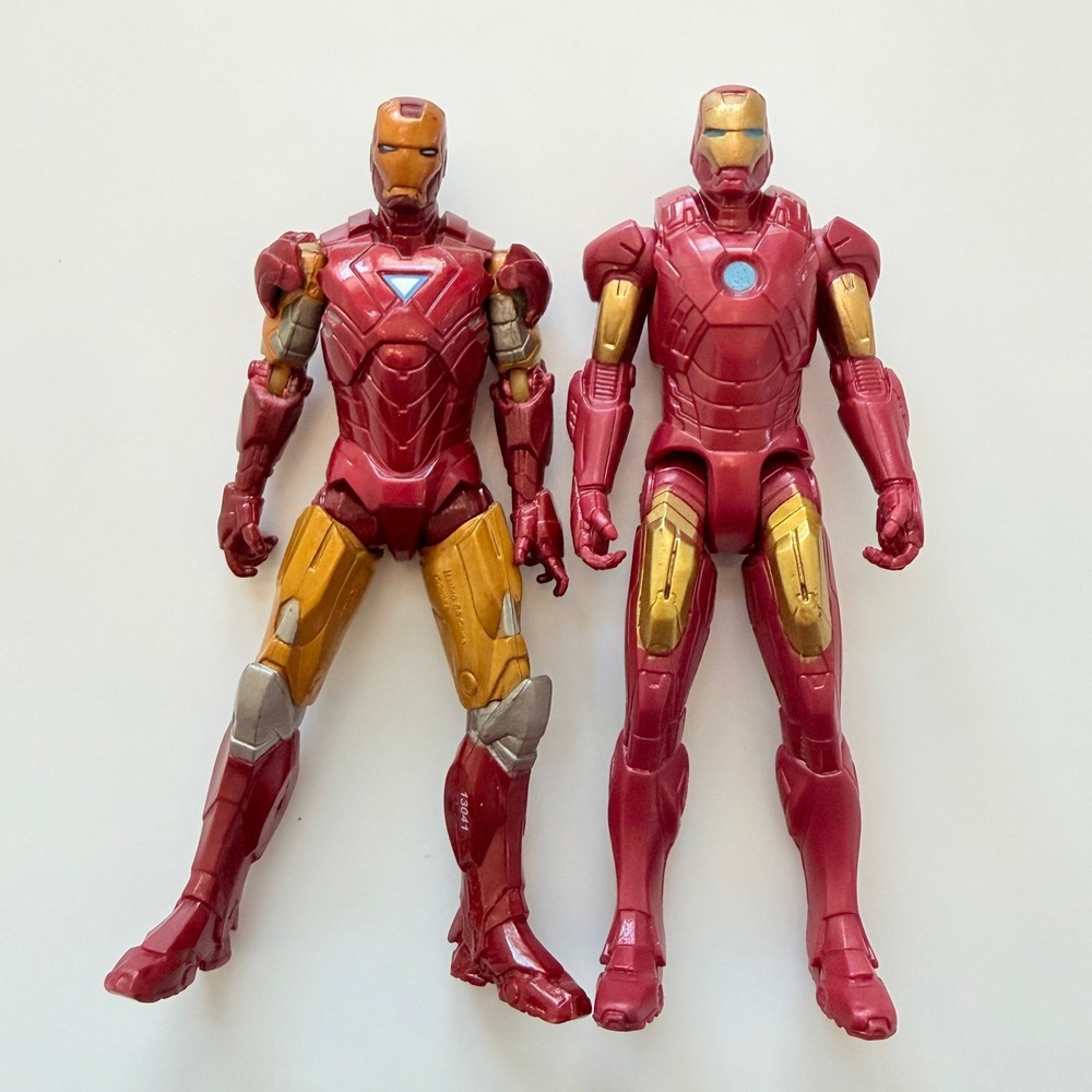 Marvel Iron Man Action Figures Kids 4 Inch Red Gold 2 Piece Set Lot‎